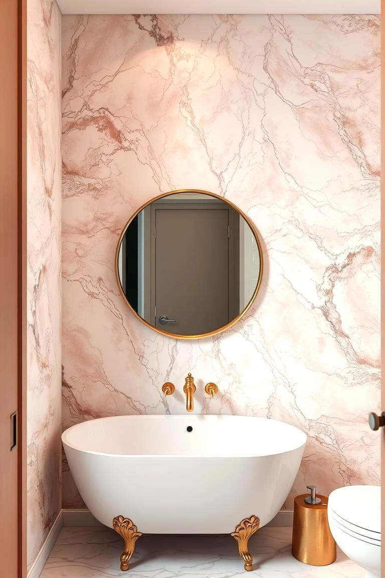 Marbleized Watercolor - 24 Bathroom Wallpaper Ideas
