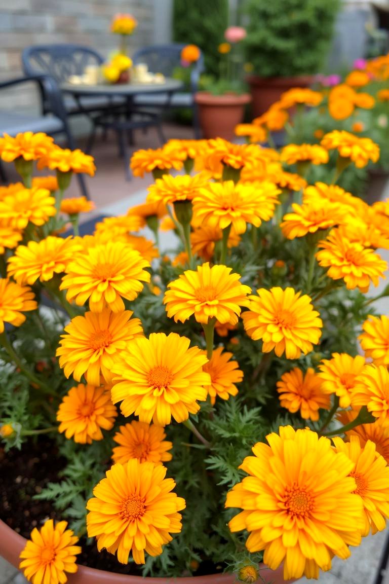 Marigolds Sunny Blooms and Pest Deterrent - 24 Outdoor Plants for Patio