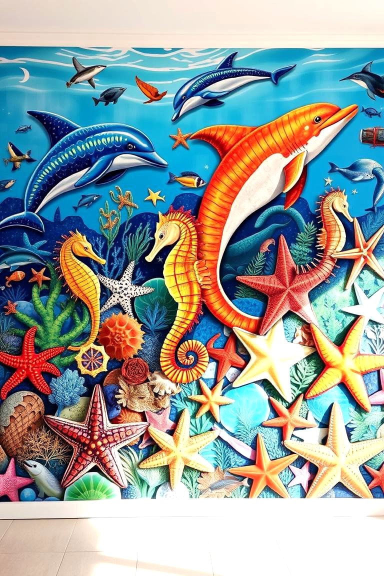 Marine Life Collage Pool Mural - 24 Pool Murals