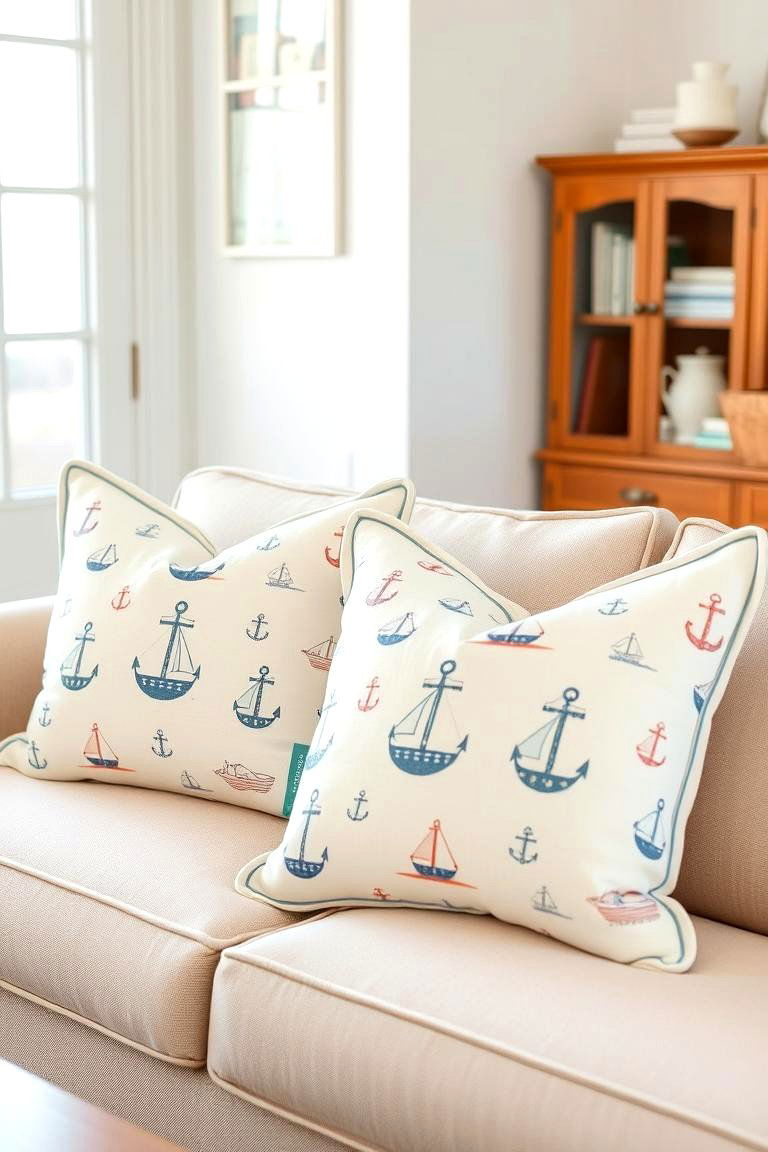 Maritime Patterned Cushions - 24 Nautical Decor Ideas