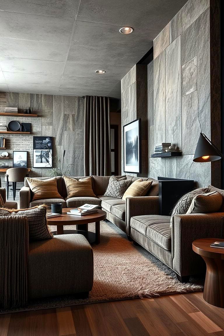 Masculine Comfort with Texture - 24 Mens Living Room Ideas