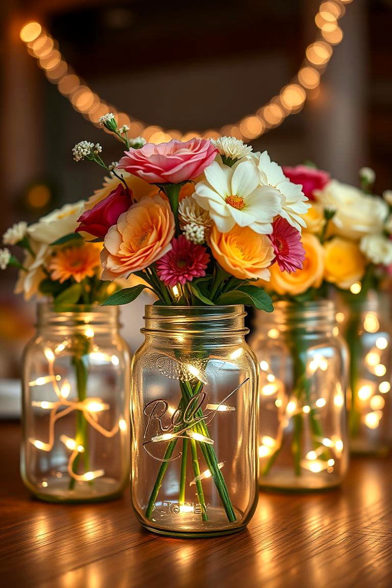 Mason Jar Centerpieces - 24 thanksgiving table decor ideas