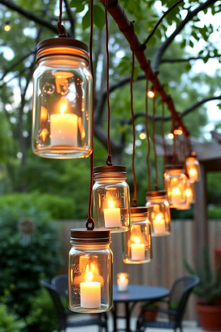 Mason Jar Lanterns for a Rustic Look - 24 fall outdoor decorating ideas