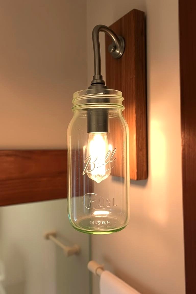 Mason Jar Lighting - 24 Rustic Bathroom Ideas