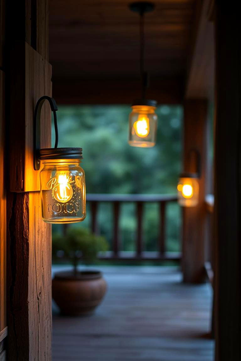 Mason Jar Lighting Accents - 24 Rustic Porch Ideas