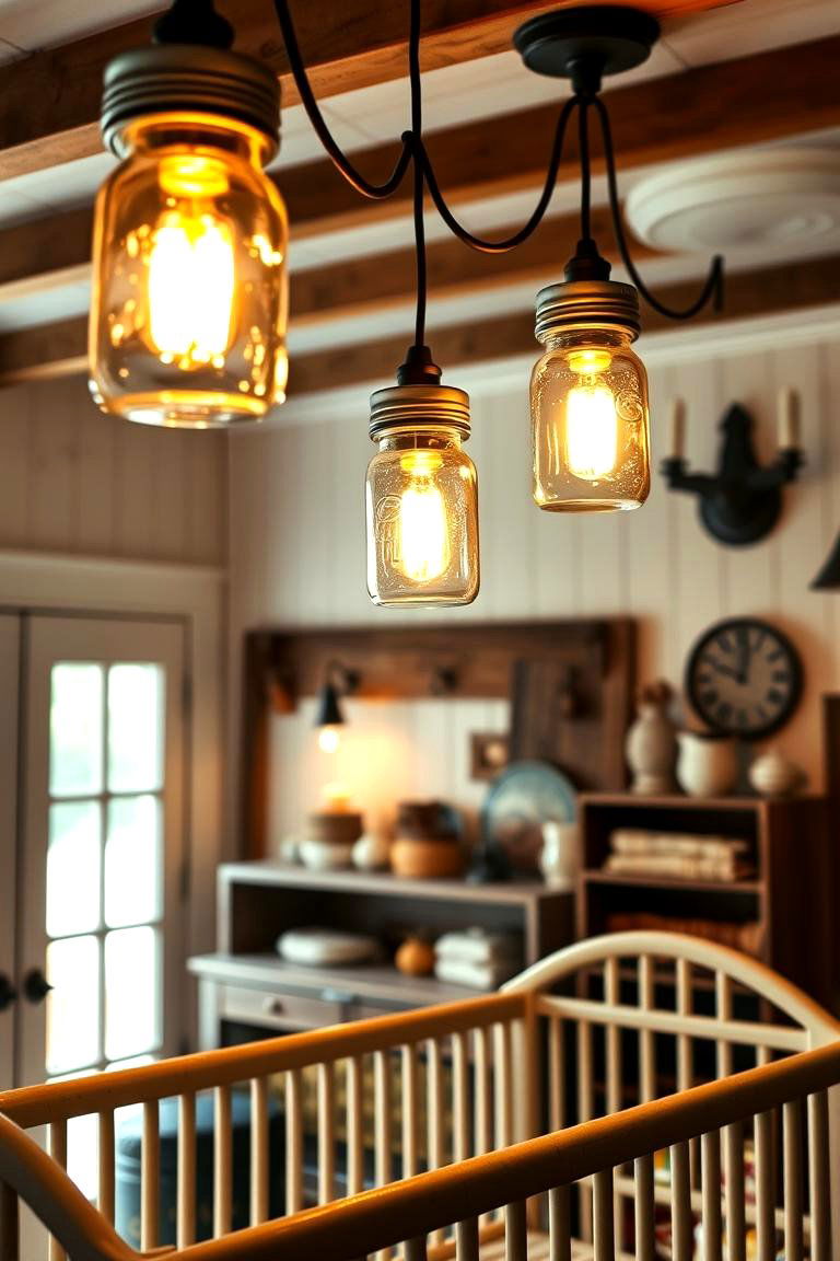 Mason Jar Lighting Magic - 24 Farmhouse Nursery Ideas