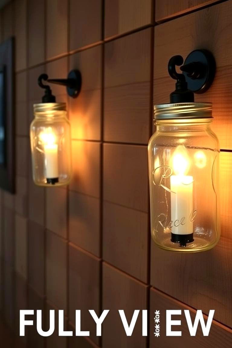 Mason Jar Sconces - 24 Farmhouse Wall Decor Ideas