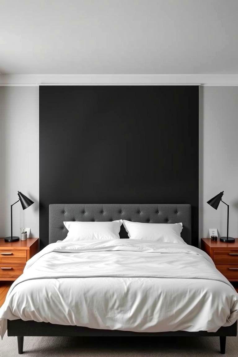 Matte Black Accent Wall - 24 Matte Black Bedroom Ideas