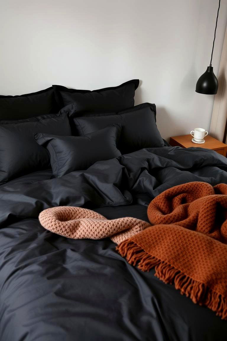 Matte Black Bedding - 24 Matte Black Bedroom Ideas