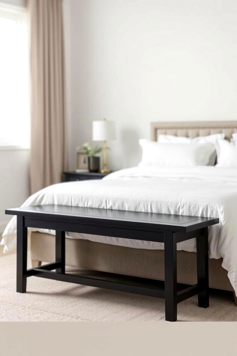 Matte Black Bench - 24 Matte Black Bedroom Ideas