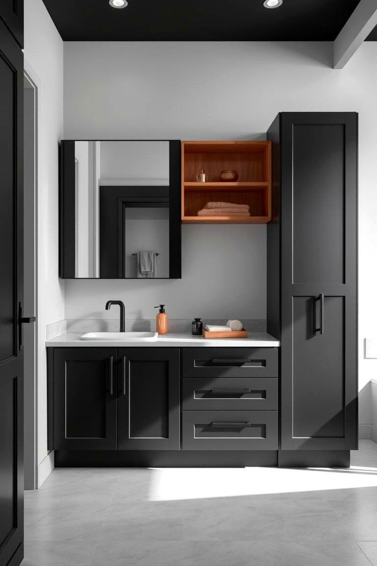 Matte Black Cabinets for a Sleek Look - 24 bathroom with black cabinets ideas