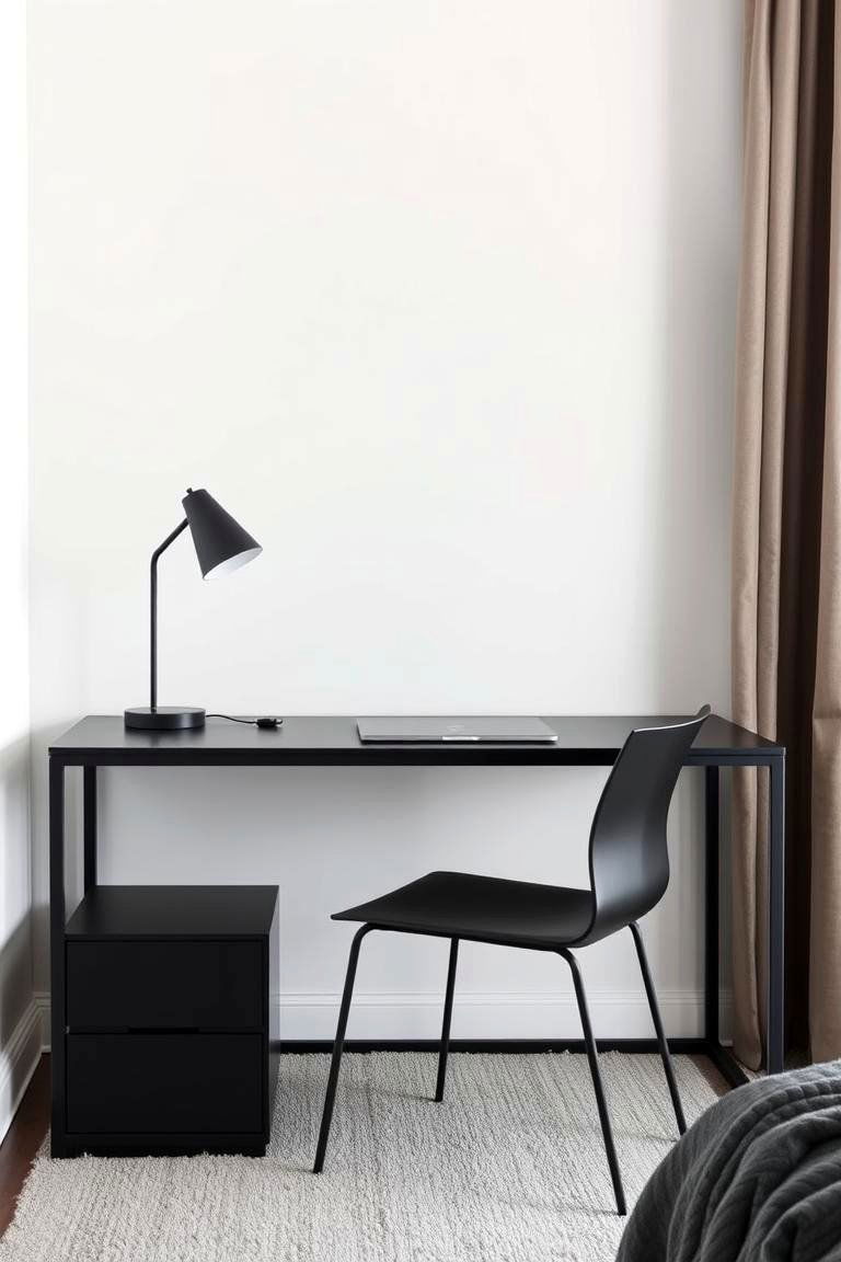 Matte Black Desk or Vanity - 24 Matte Black Bedroom Ideas