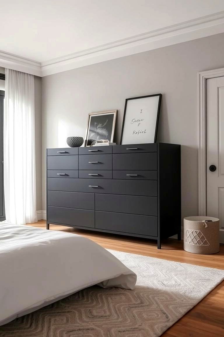 Matte Black Dresser - 24 Matte Black Bedroom Ideas