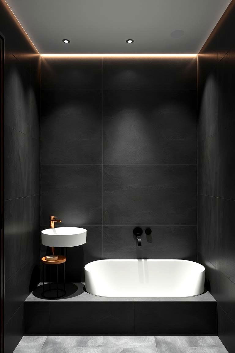 Matte Black Elegance - 24 Black Tile Bathroom Ideas