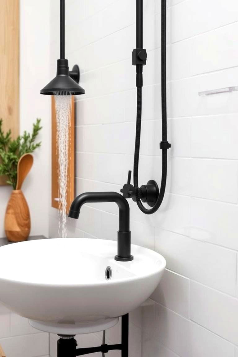 Matte Black Fixtures - 24 Modern Farmhouse Bathroom Ideas
