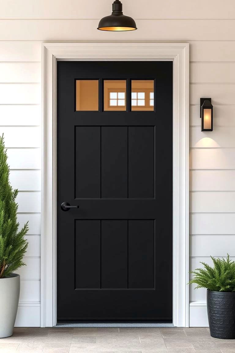 Matte Black Front Door - 24 Black Modern Farmhouse Exterior Design Ideas