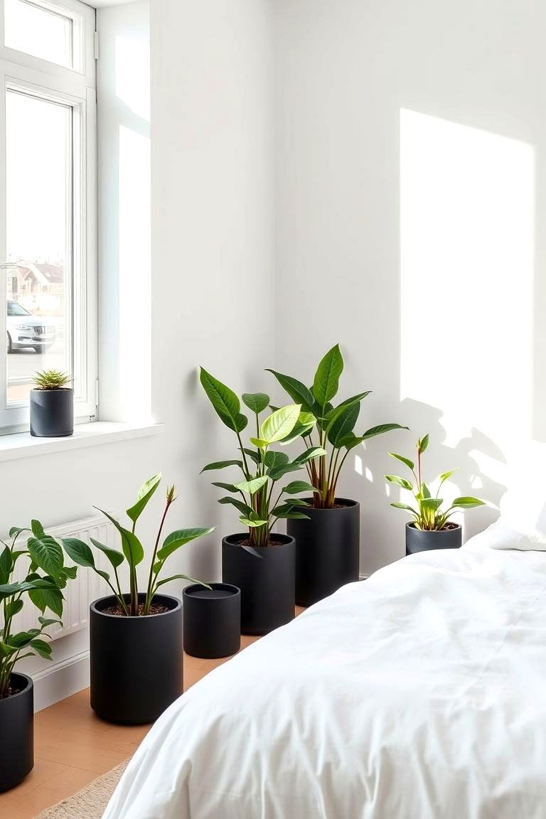 Matte Black Plants Pots - 24 Matte Black Bedroom Ideas