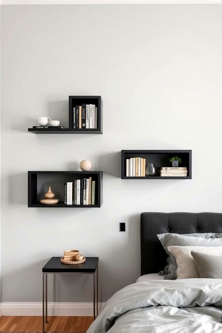 Matte Black Shelving - 24 Matte Black Bedroom Ideas