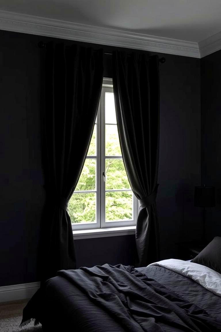 Matte Black Window Treatments - 24 Matte Black Bedroom Ideas