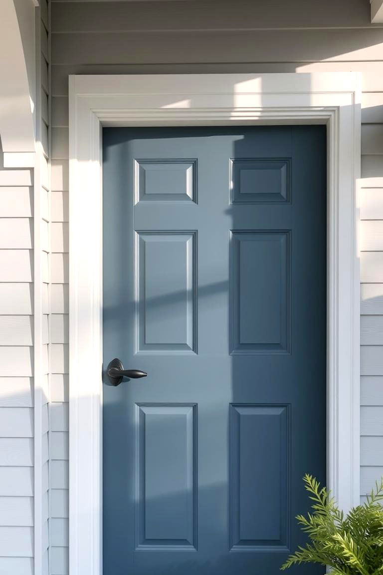 Matte Blue Door for an Understated Look - 24 Grey House With Blue Door Ideas