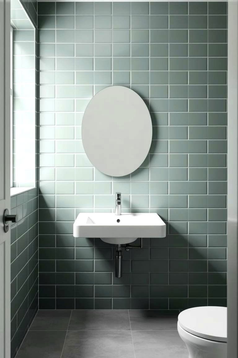 Matte Finish Green Tiles - 24 Green Bathroom Tile Ideas
