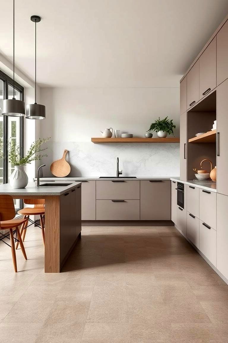 Matte Finish Sophistication - 24 Linoleum Kitchen Flooring Ideas