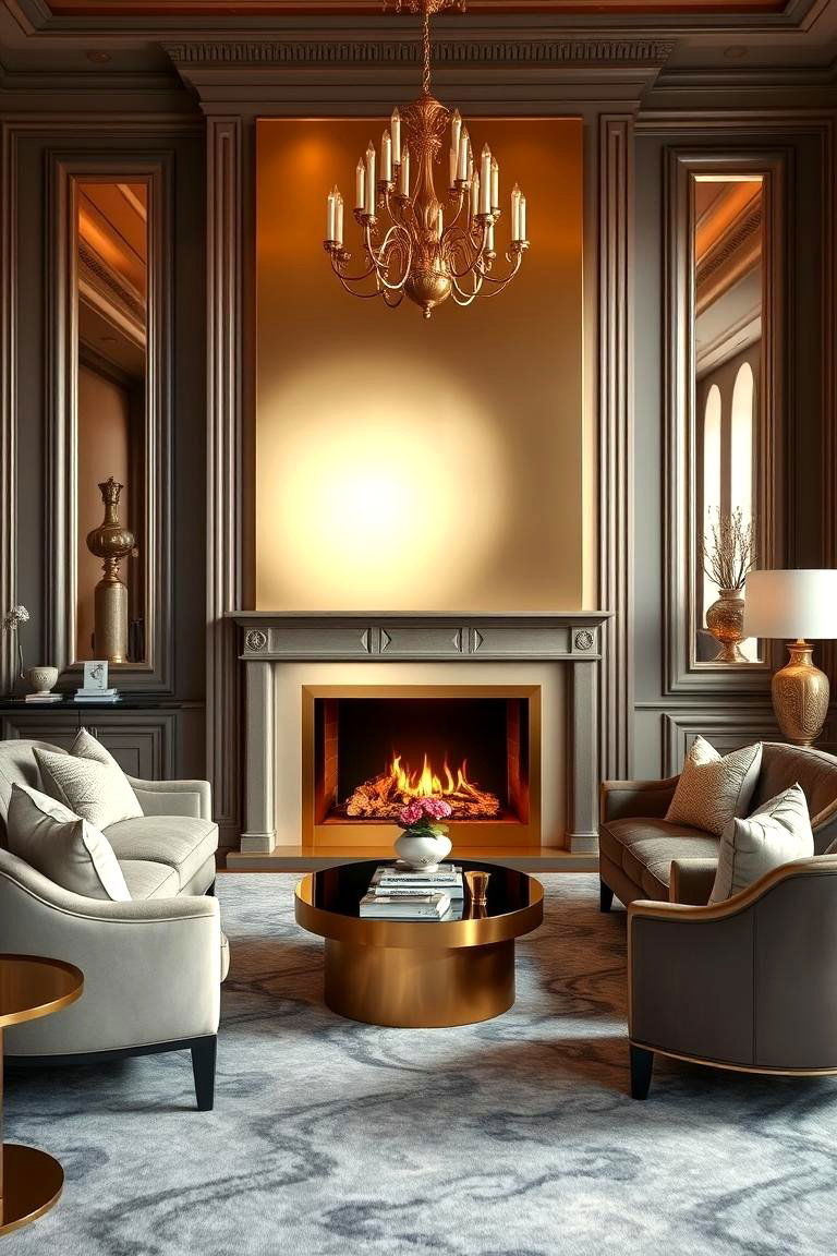 Matte Gold Fireplace - 24 Fireplace Paint Ideas