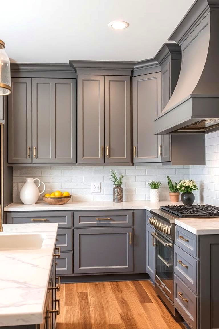 Matte Gray Cabinets for a Subtle Look - 24 Farmhouse Kitchen With Gray Cabinets Ideas