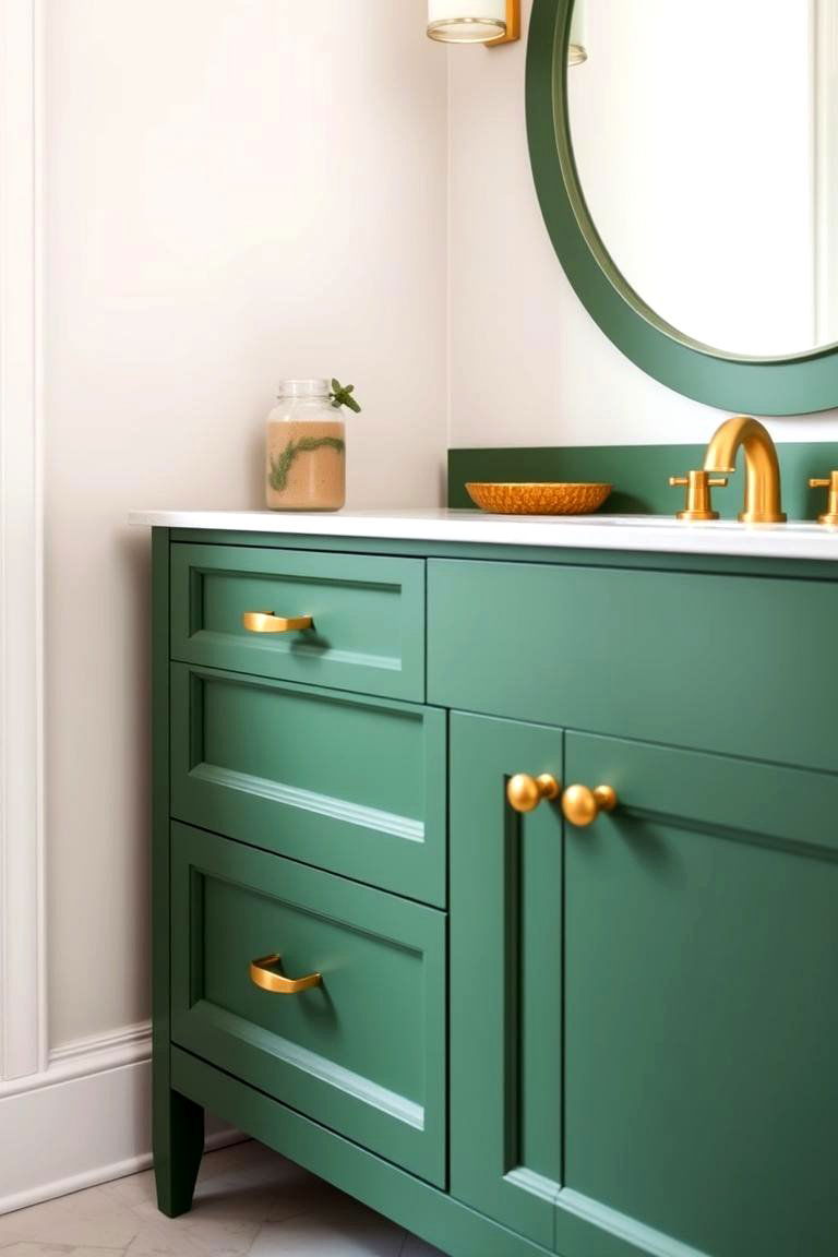Matte Green Vanity with Gold Hardware - 24 Bathroom With Green Vanity