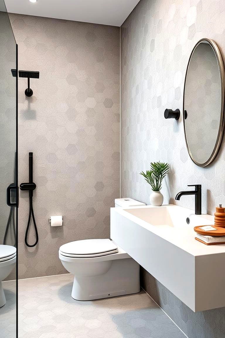 Matte Modern Hexagon - 24 Hexagon Tiles Ideas for Bathrooms