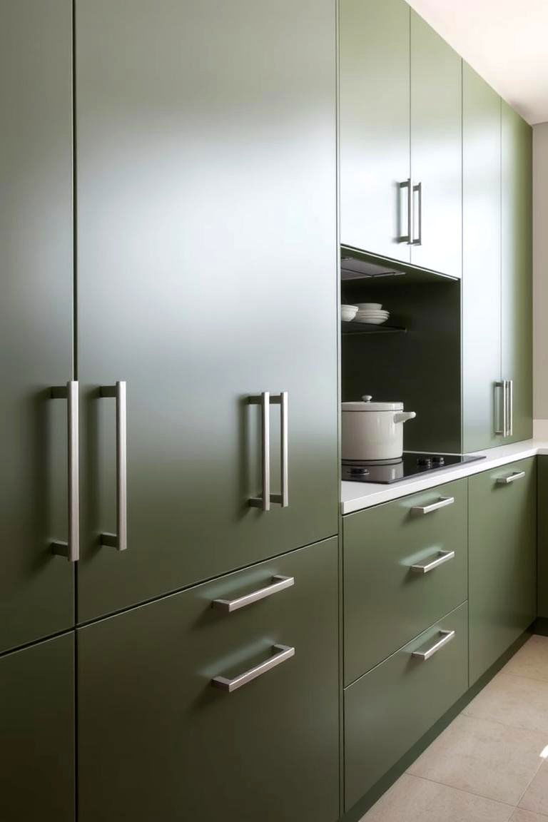 Matte Olive Green Finish - 24 Olive Green Kitchens