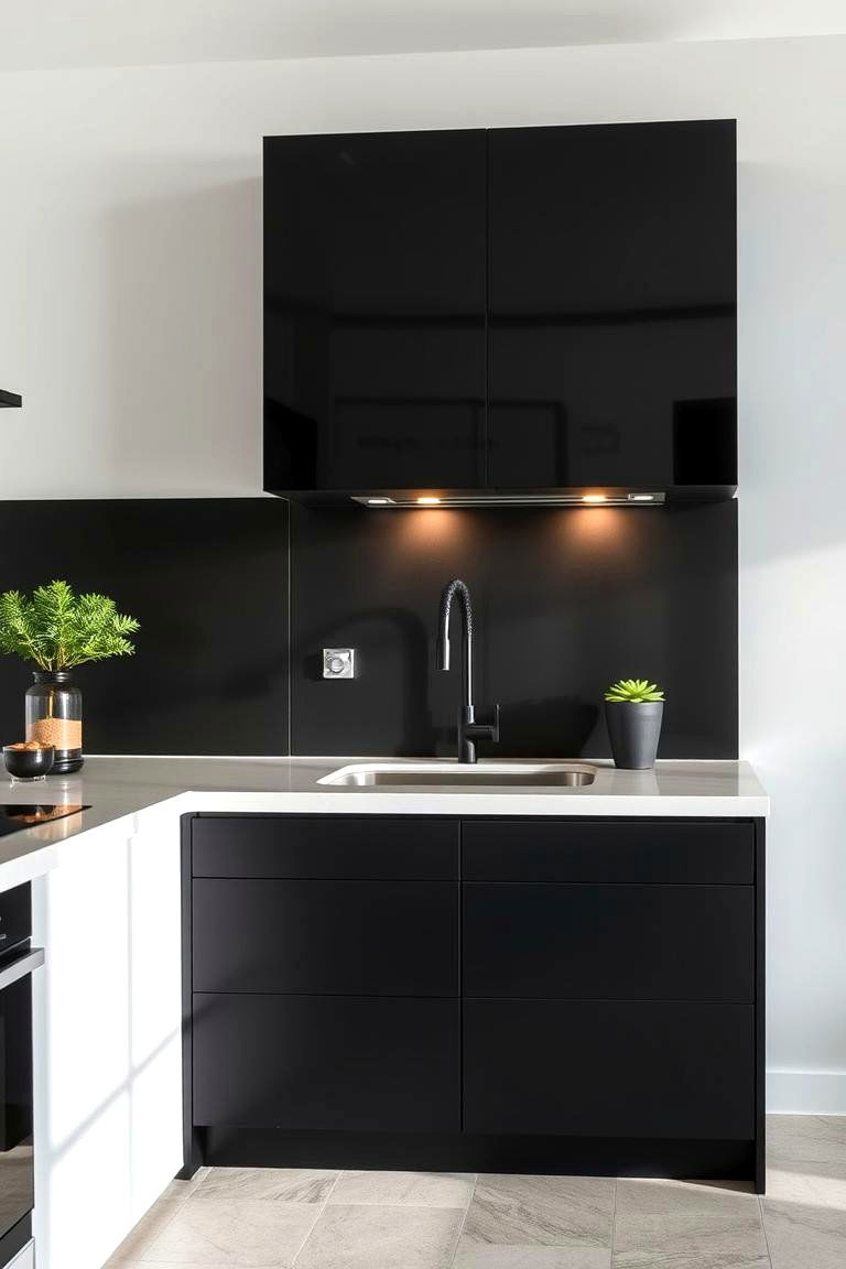 Matte and Glossy Finishes in the Same Color - 24 Two Tone Kitchen Cabinet Ideas