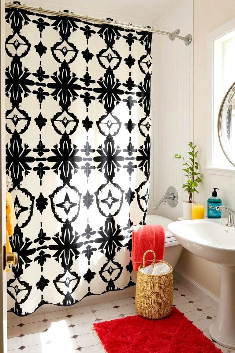 Maximalist Shower Curtain - 24 Maximalist Bathroom Design Ideas