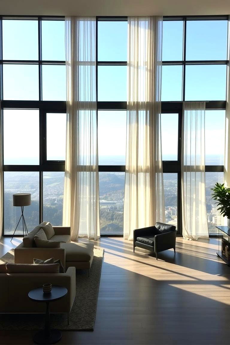 Maximize Light with Floor to Ceiling Windows - 24 Large Living Room Ideas