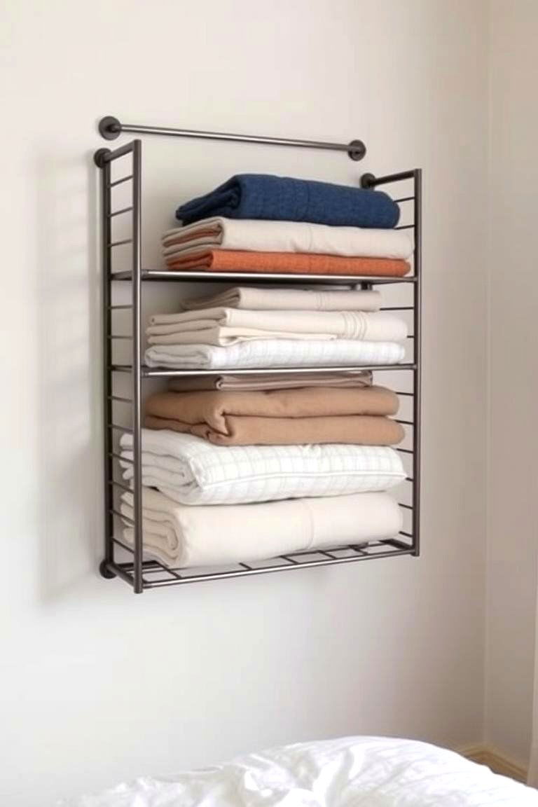Maximize Storage with a Wall Mounted Rack - 24 Bedding Storage Ideas
