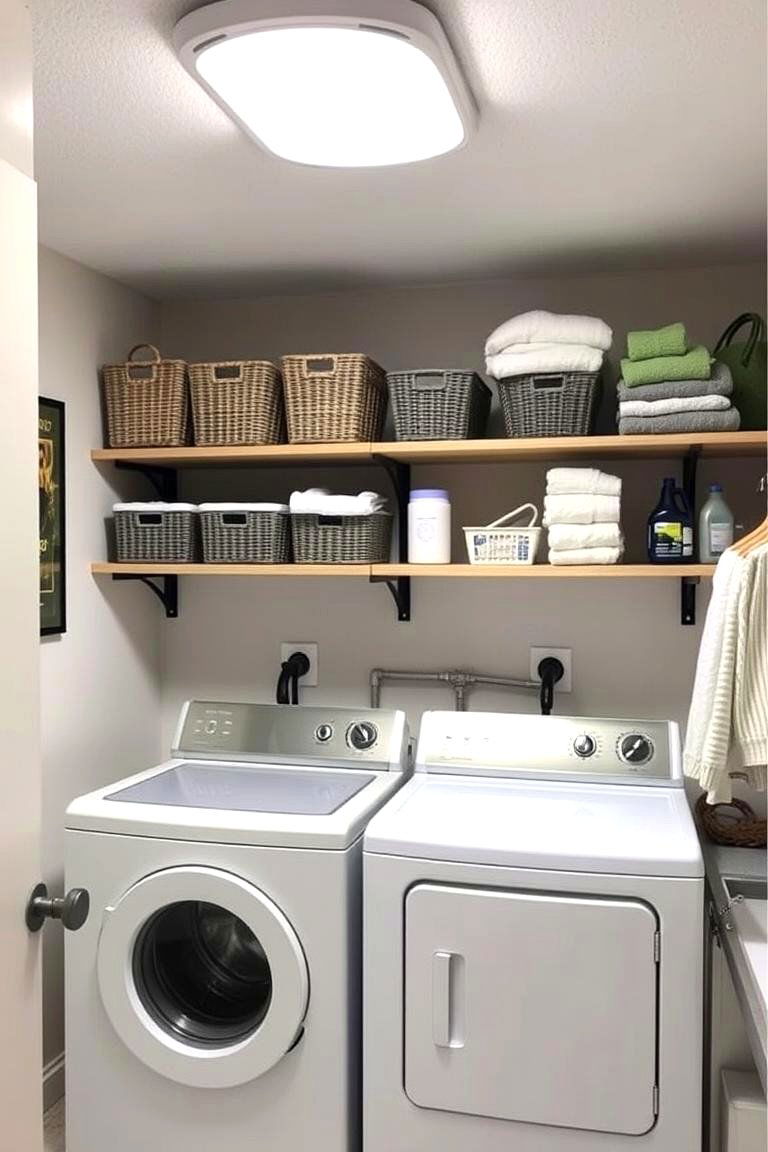 Maximize Vertical Space with Shelving - 24 basement laundry room ideas