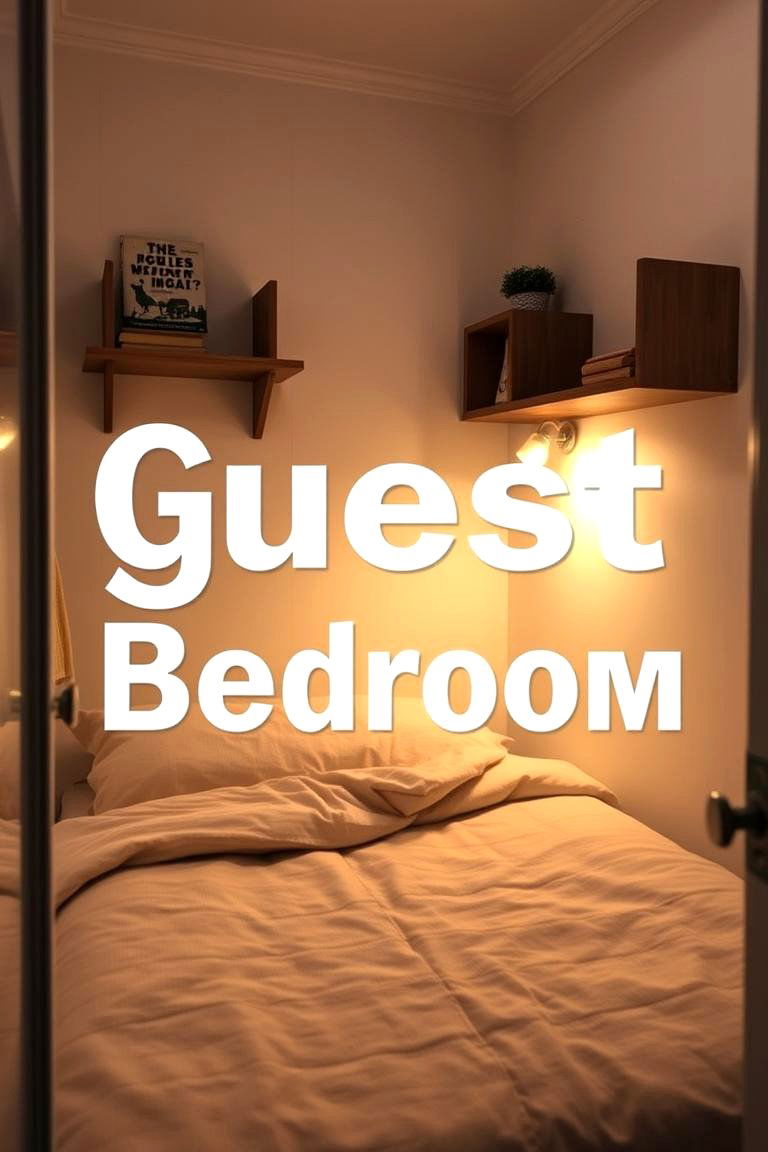 Maximize Vertical Space with Wall Mounted Shelves - 24 Small Guest Bedroom Ideas
