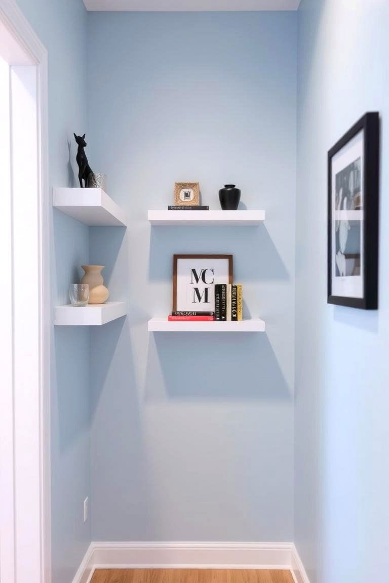 Maximize Vertical Space with Wall Mounted Shelves - 24 Hallway Decor Ideas