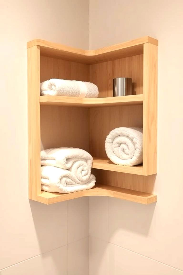 Maximizing Corner Space with Shelves - 24 Towel Storage Ideas