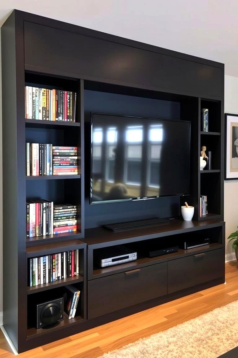 Media Wall with Hidden Storage - 24 Media Wall Ideas