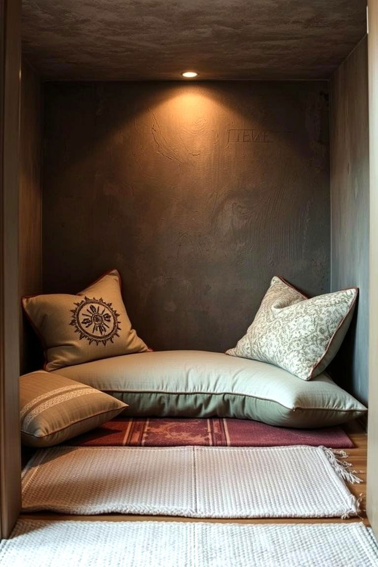 Meditative Cushion Nook - 24 Boho Meditation Room Ideas
