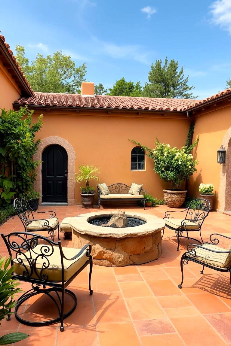 Mediterranean Ambiance - 24 Patio Ideas With Firepit