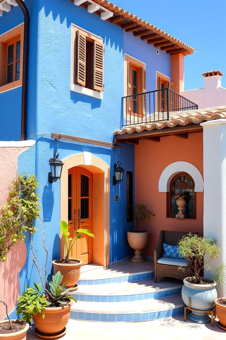 Mediterranean Blue Charm - 24 blue exterior house paint ideas