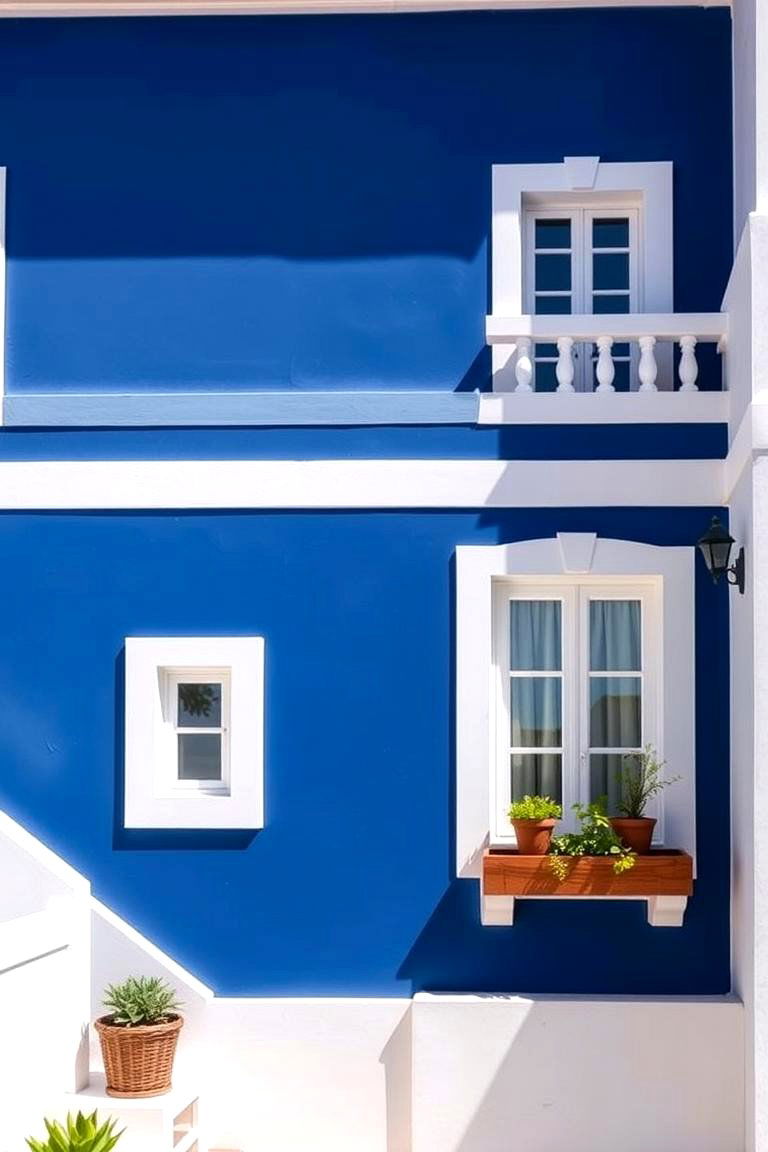 Mediterranean Blues and Whites - 24 Exterior Home with a Black Roof Ideas