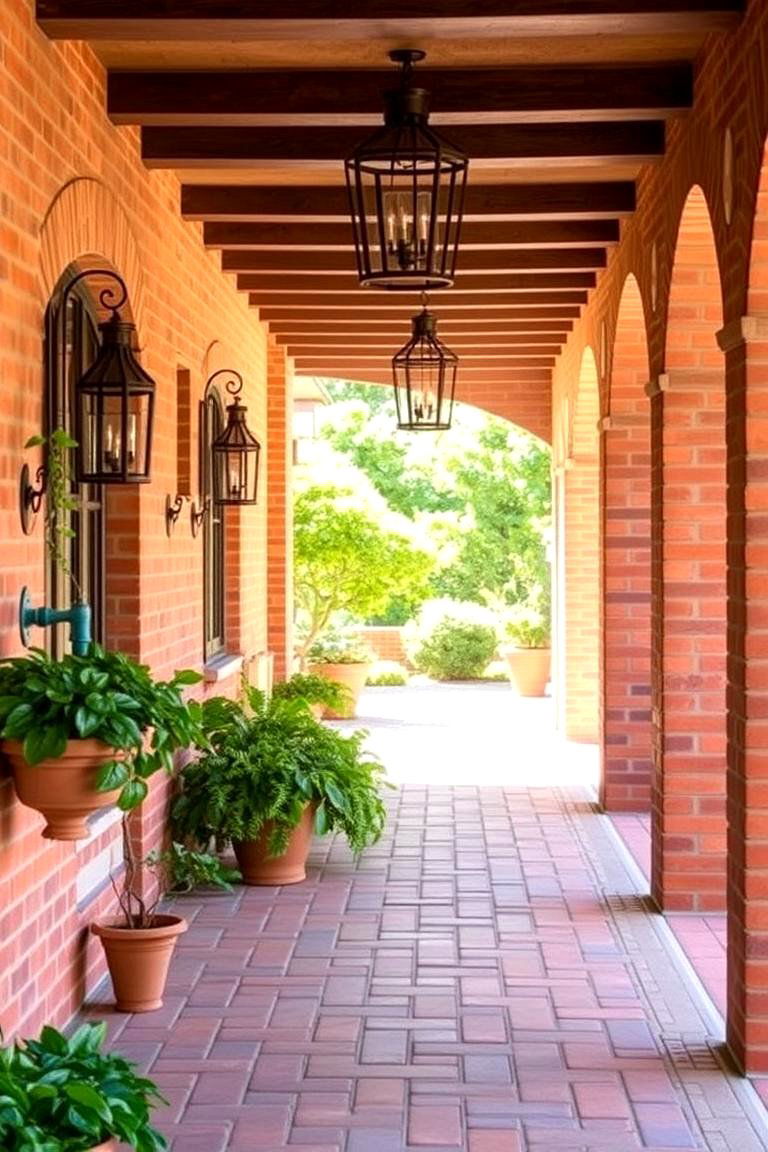 Mediterranean Brick Porch Elegance - 24 Brick Porch Ideas