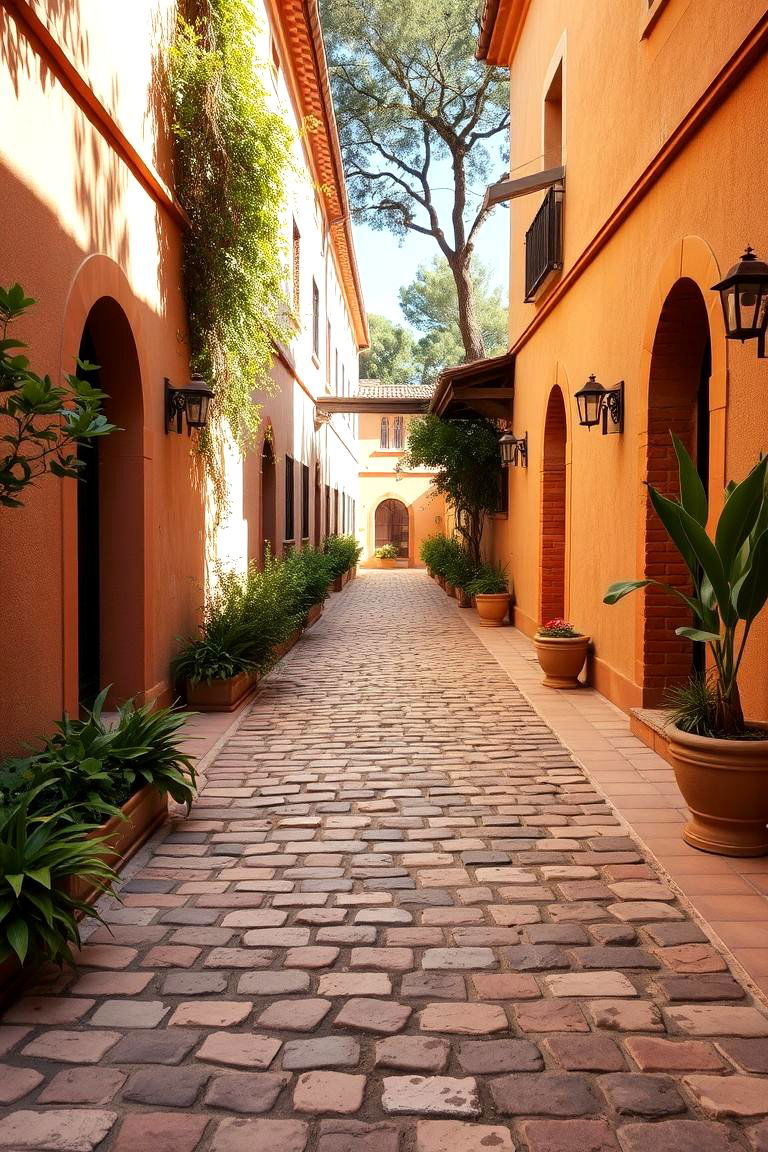 Mediterranean Charm Walkway - 24 Cobble Stone Walkway Ideas