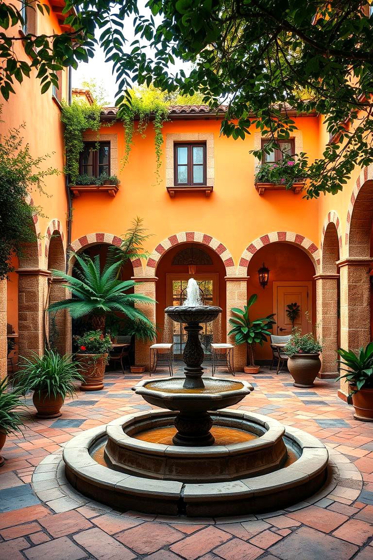 Mediterranean Courtyard Oasis - 24 front yard spanish style landscaping ideas