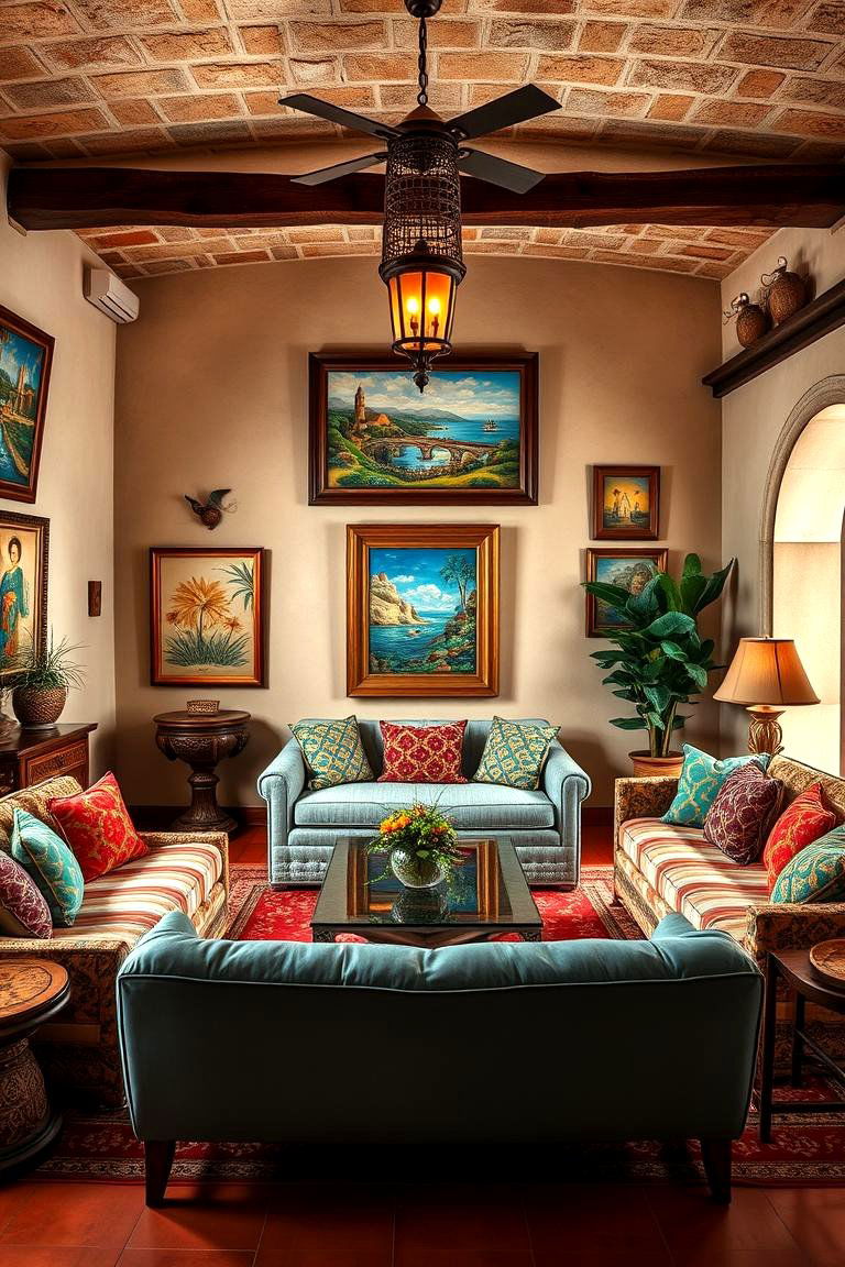 Mediterranean Inspired Artwork - 24 Mediterranean Living Room Ideas