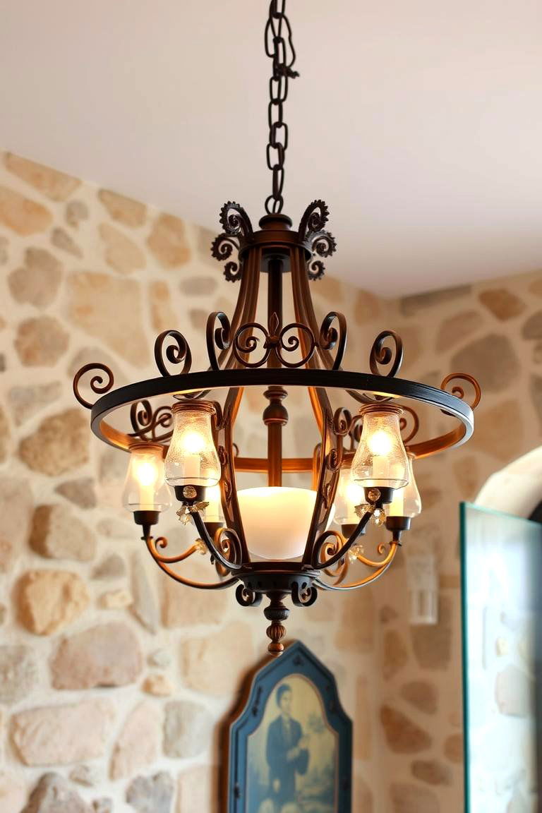 Mediterranean Inspired Chandelier - 24 Bathroom Chandelier Ideas
