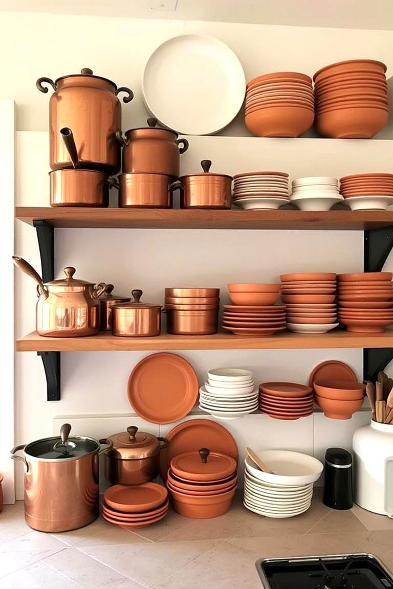 Mediterranean Inspired Cookware Display - 24 Mediterranean Kitchen Ideas